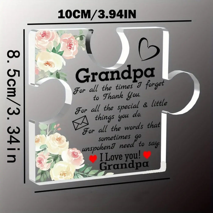 Grandpa Puzzle Piece Decor Grandkids Gifts Acrylic Table Decor