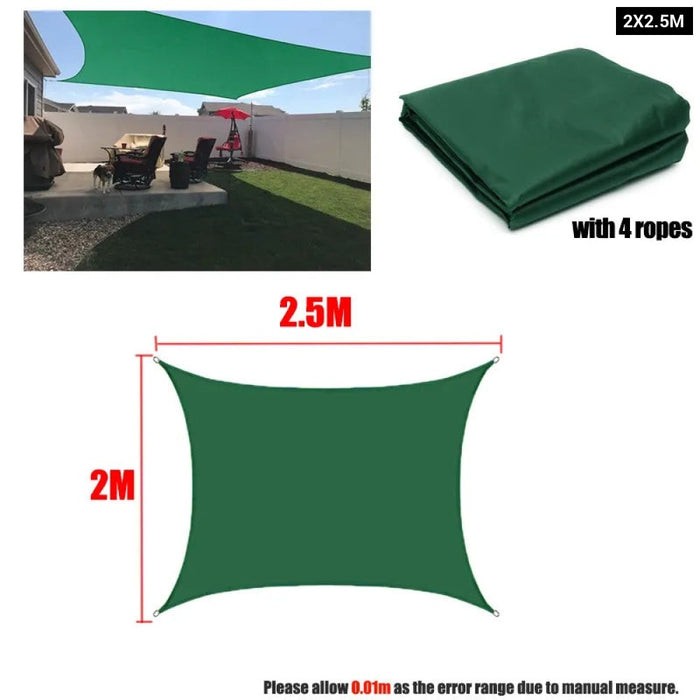 Darkgreen 420D Waterproof Shade Sail Square Rectangle Sunshade Garden Terrace Canopy Swimming Sunshade Awning