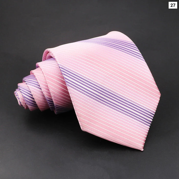 Purple Striped Necktie For Business Weddings And Daily Wear