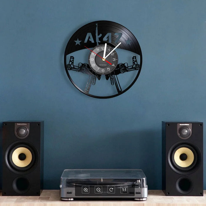 Ak47 Gun Vinyl Record Wall Clock