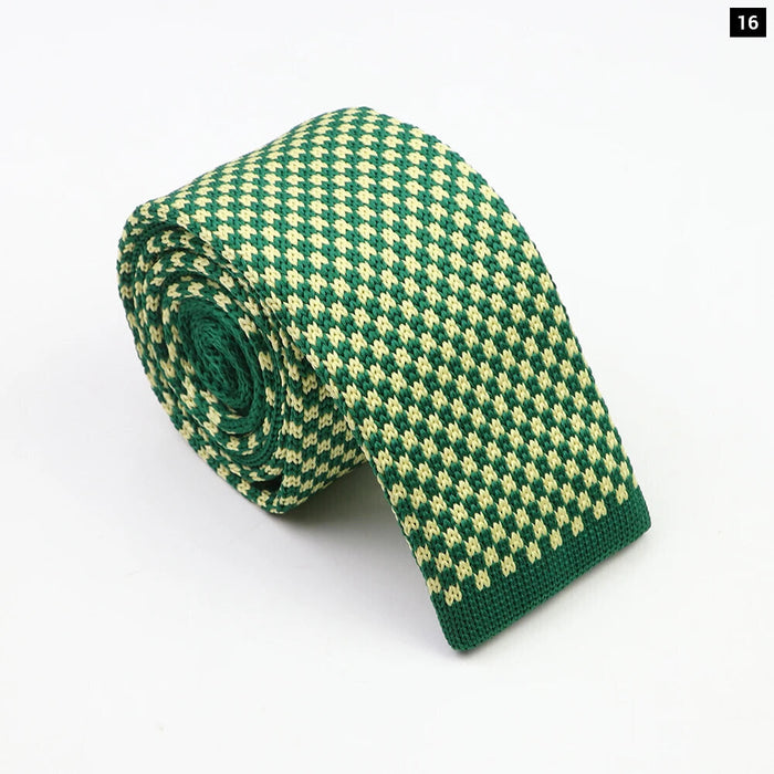 Classic Knit Neck Ties Plaid Dots 6Cm Width Business And Wedding