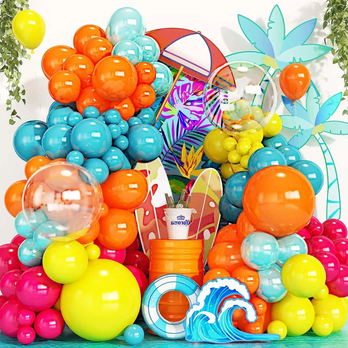 Neon Rainbow Balloon Arch Set Is Suitable For Summer Tropical Bbq Party Decoration Pool Birthday Decoration Many Other Occasions