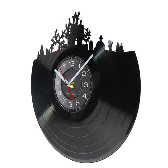 Spooky Halloween Vinyl Record Wall Clock