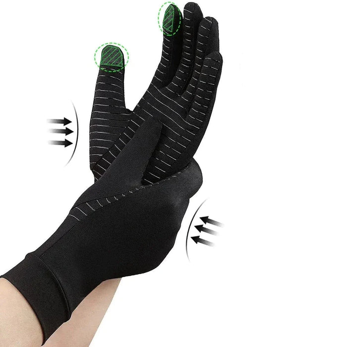 1 Pair Full Finger Arthritis Copper Gloves With Touch Screen Finger
