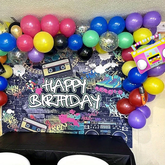 121Pcs Retro Disco Carnival Theme Balloon Set For Birthday Adult Hawaiian Dance Summer Party Carnival Theme Decoration