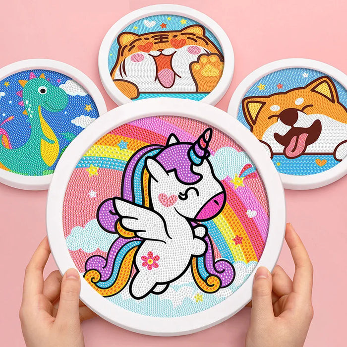 Handmade Round Frame Diamond Painting Kit For Kids