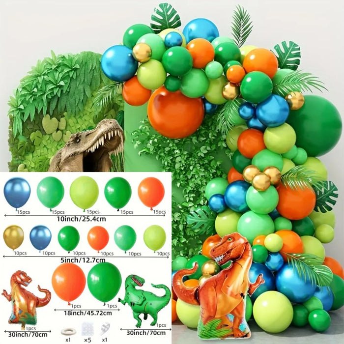 146Pcs Dinosaur Balloon Wreath Set - Birthday And Outdoor Celebration Dinosaur Party Decoration Jungle Theme Party Decoration