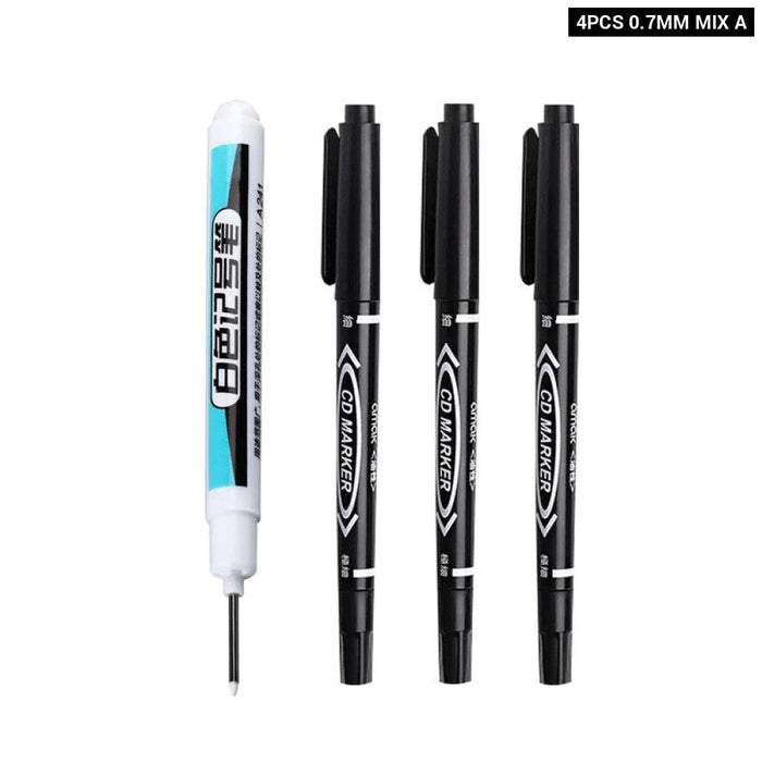 White Permanent Paint Pen Set For Multiple Surfaces 0.7Mm Tip