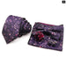 Graceful Floral Tie Set Purple Blue Pocket Square