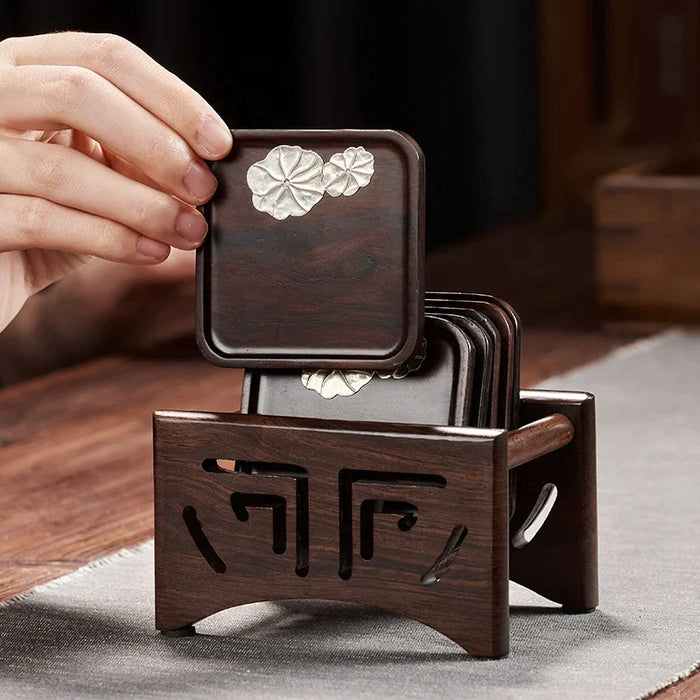 Wooden Tea Coaster Set For Kung Fu Tea Ceremony