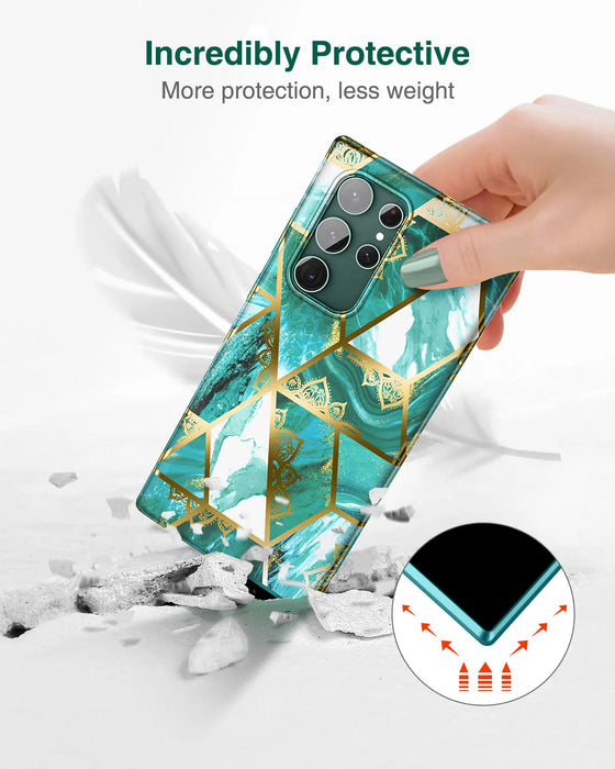Shockproof Glitter Marble Cover For Samsung Galaxy S22 Ultra