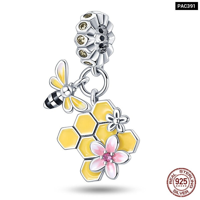 Fit Pandora 925 Original Bracelet 925 Sterling Silver Flower Bird Series Charms Beads For Women DIY Jewelrys Making