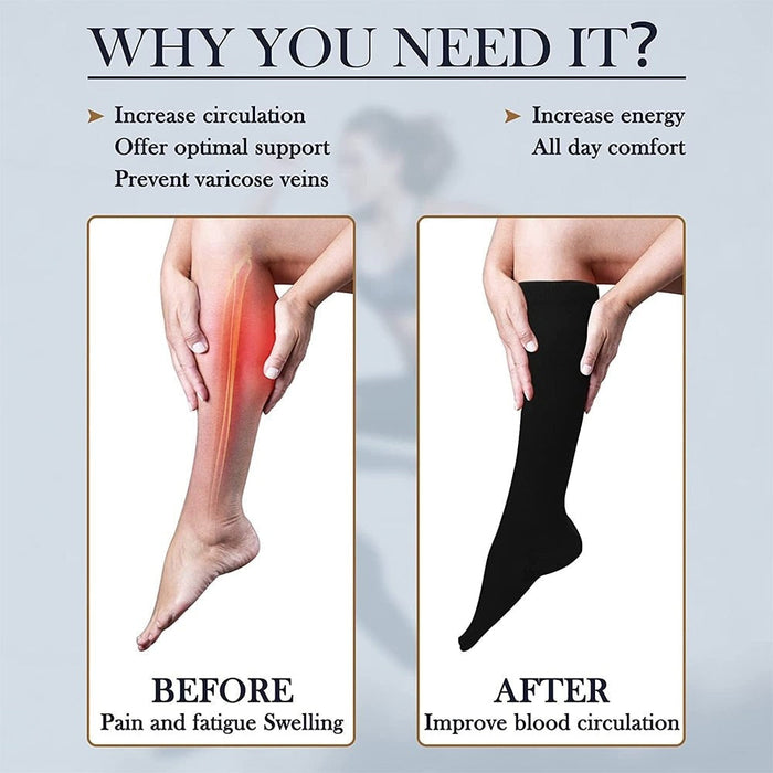 1Pair Calf Compression Knee High Open Toe Socks For Women