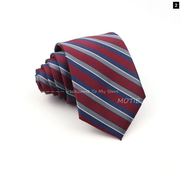 Deep Blue Striped Polyester Neckties For Business Weddings And Daily Wear