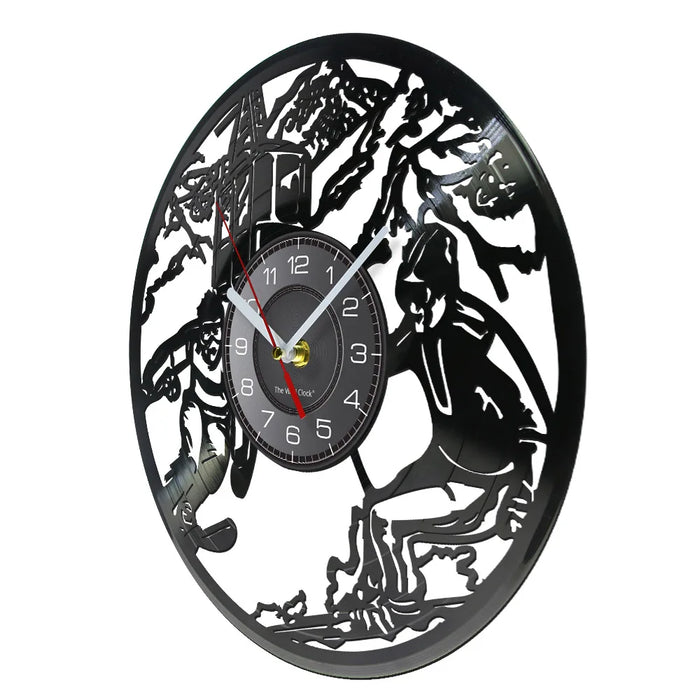 Vinyl Record Skiing Wall Clock