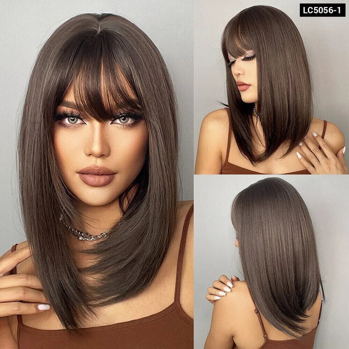 Brown Bob Wig With Bangs