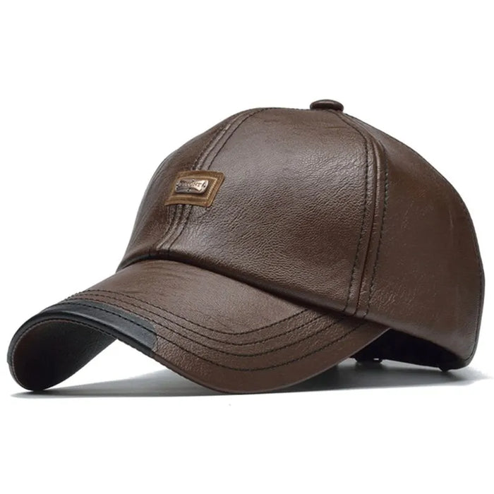 Adjustable Pu Leather Baseball Cap / Hat For Outdoor Wear