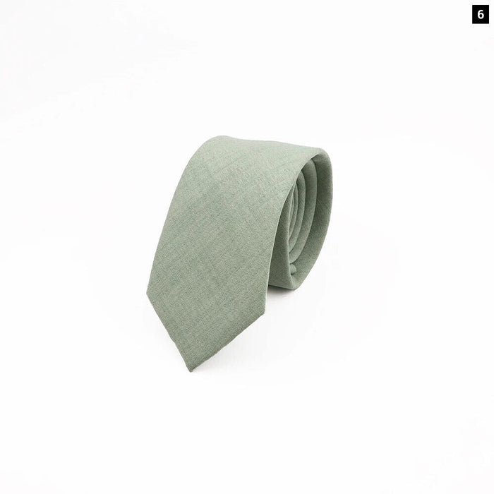 Sage Green Cotton Necktie For Weddings And Parties