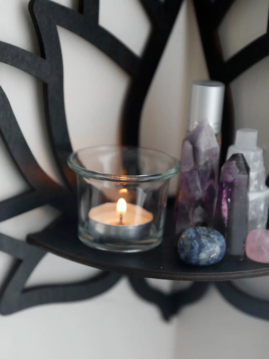 Black Lotus Crystal Corner Shelf