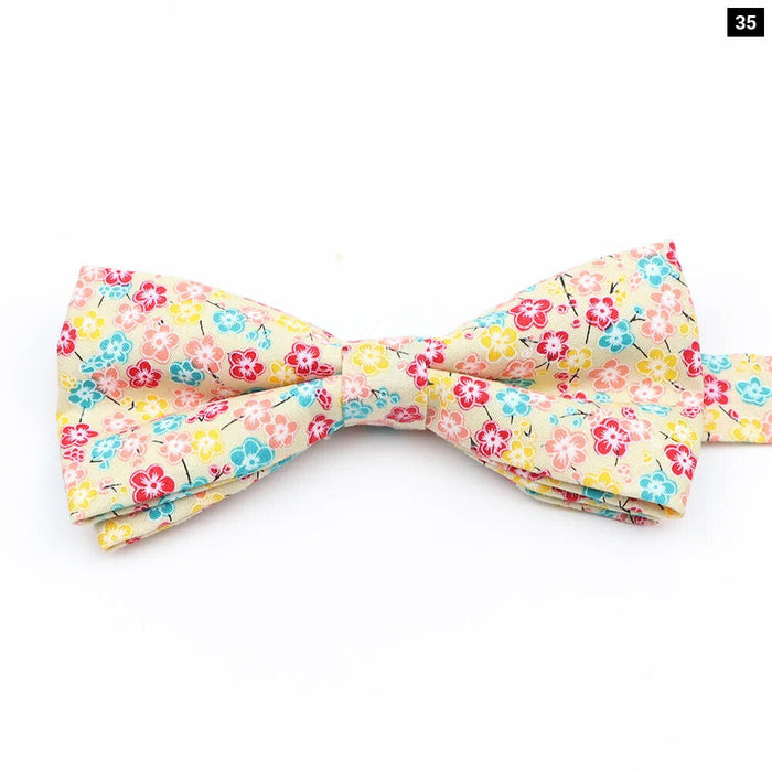 Colourful Floral Bow Ties Fashion Cotton Print For Mens Wedding And Business Suits