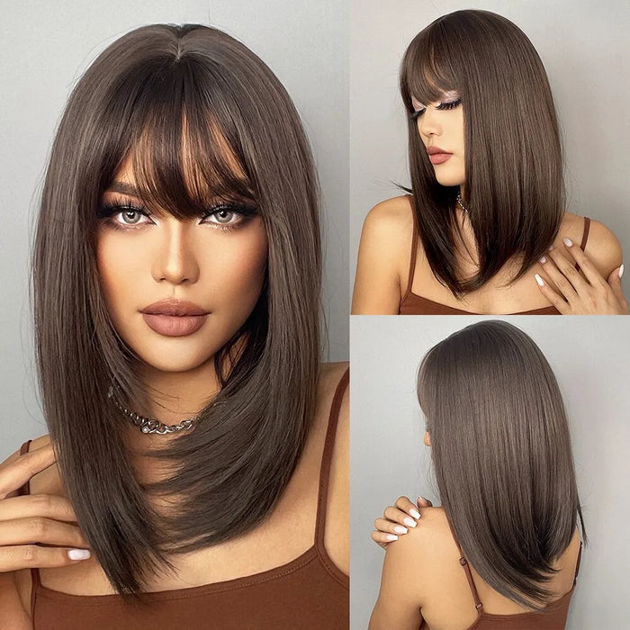 Brown Bob Wig With Bangs