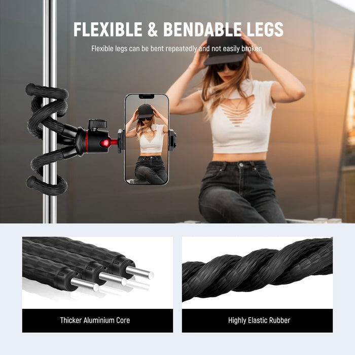 Flexible Mini Tripod Stand For Action Cameras And Phones Compatible With Hero 12 11 10 9 Vlogging And Iphone Mount Adapter Included