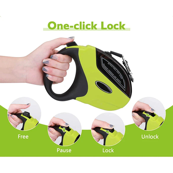 Retractable Dog Leash Ergonomic One Handed Brake No Tangle