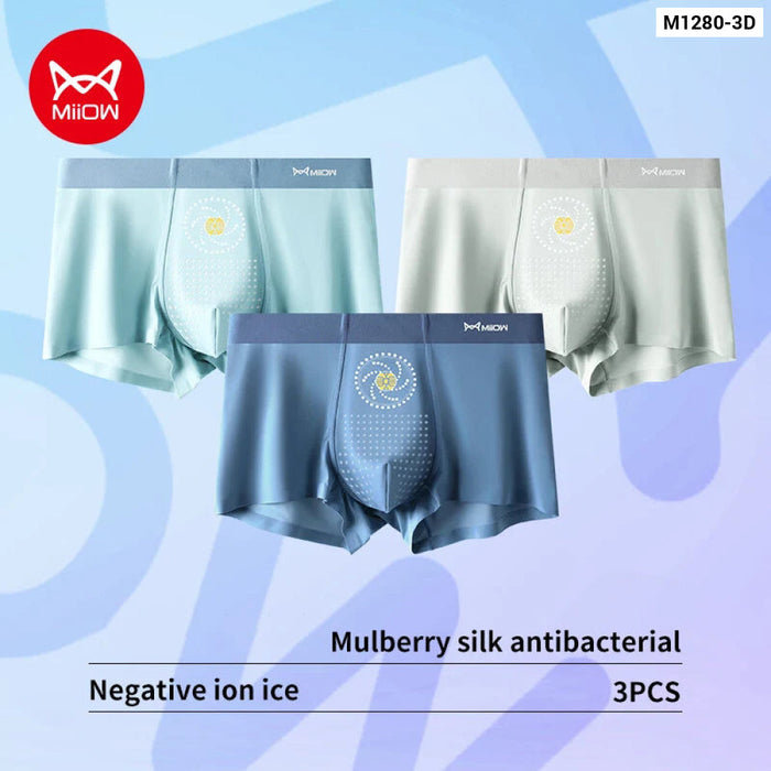 Pack Of 3 Antibacterial Ice Silk Boxer Shorts For Men