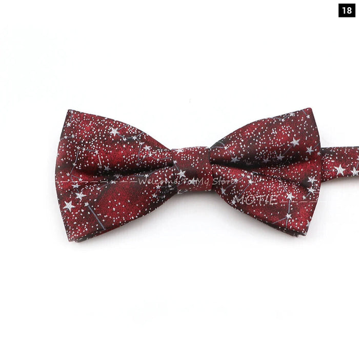 Floral Bowtie For Men Red Polyester Wedding Party Accessory