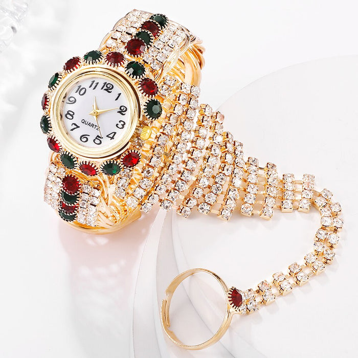 Luxury Women Bracelet Quartz Watches For Women Diamond Watch Ladies Sports Dress Red Dial Wrist Watch Clock