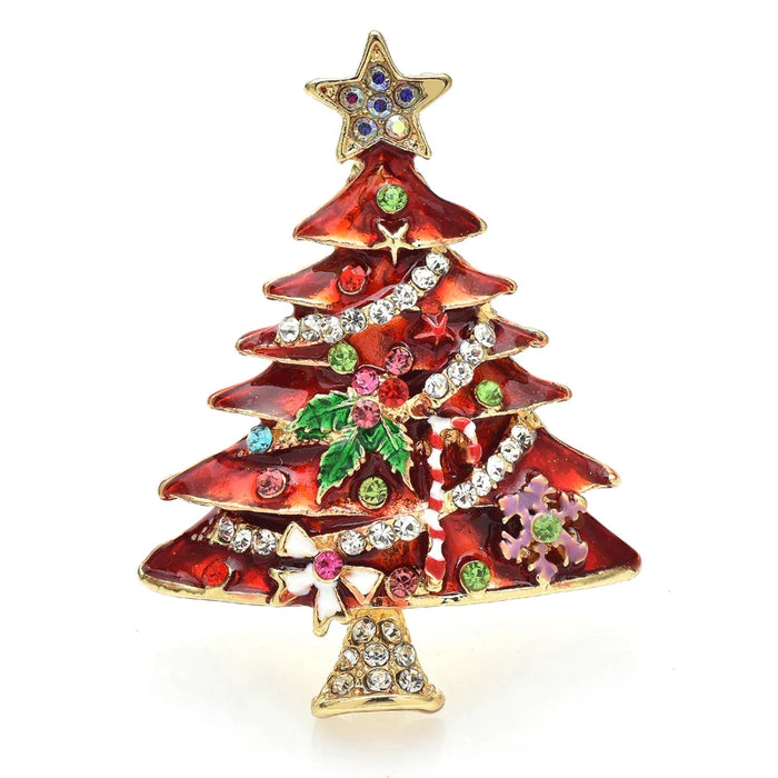 Christmas Tree Brooch 2 Colour Enamel Gift Pin