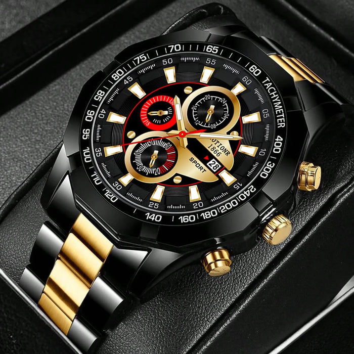 Luxury Fashion Mens Sports Calendar Watches For Men Business Stainless Steel Quartz Wrist Watch Classic Male Casual Watch