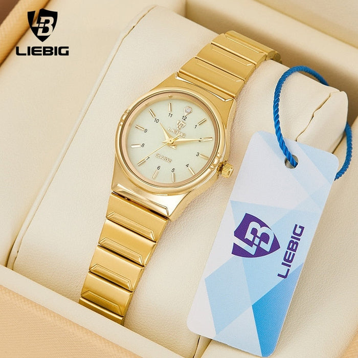 Quart Movement Women Mens Watches Luxury Stainless Steel Female Ladies Golden Wristwatch Clock