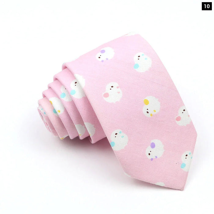 Cartoon Neck Ties For Men Slim Casual Cotton For Weddings And Parties