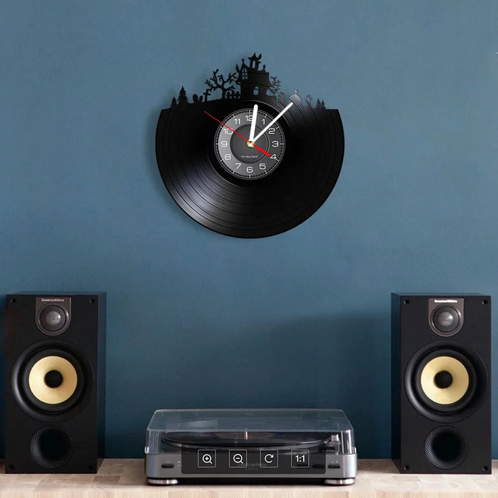 Spooky Halloween Vinyl Record Wall Clock