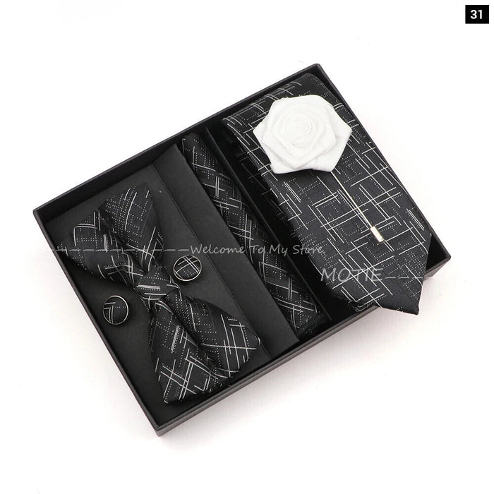 Floral Tie Set Novelty Design With Box For Parties And Business