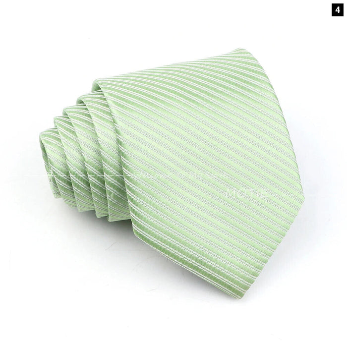 Striped Necktie For Weddings And Business Black Blue 100% Polyester