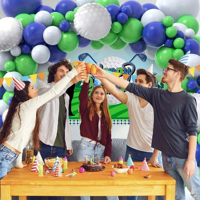 130Pcs Golf Party Birthday Balloon Set Suitable For Golf Foil Balloon Adult Golf Theme Sports Competition Theme Party Decoration