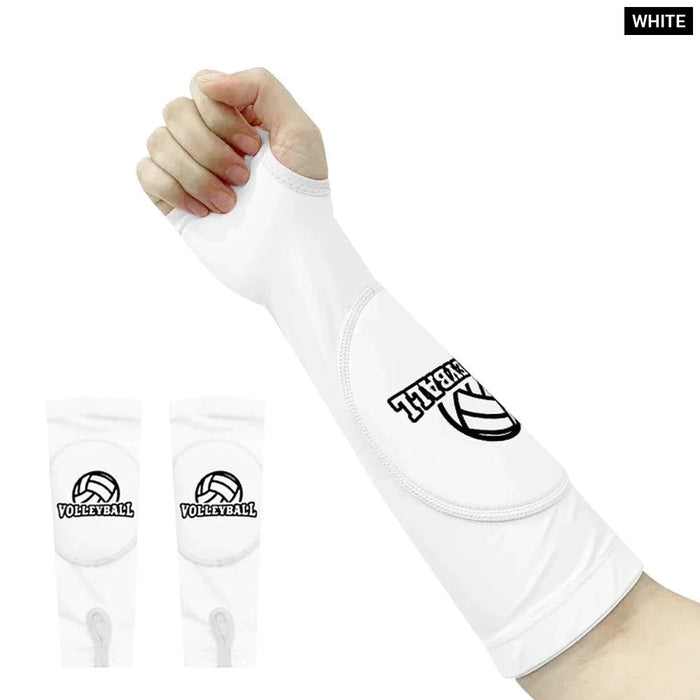 1 Pair Forearm Sleeves With Protection Pads & Thumb Hole For Volleyball