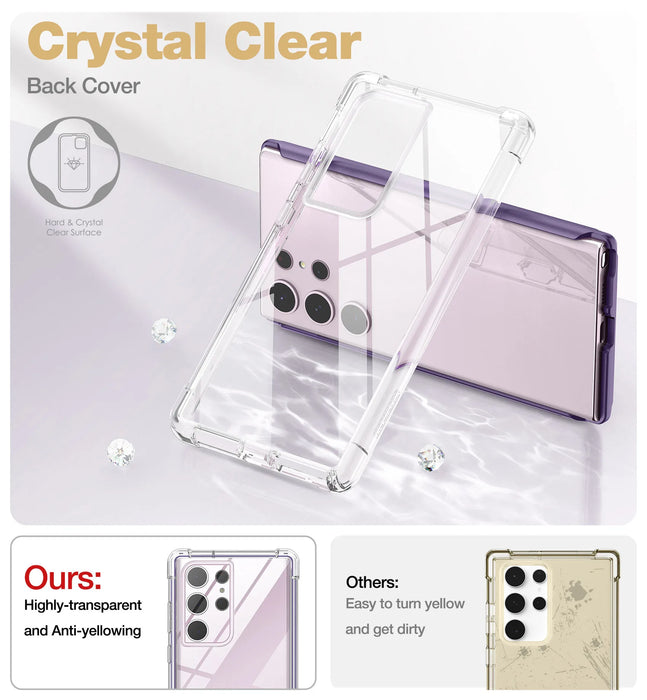 Samsung Galaxy S23 Ultra 5G Case Slim Clear Shockproof Cover With Built In Screen Protector