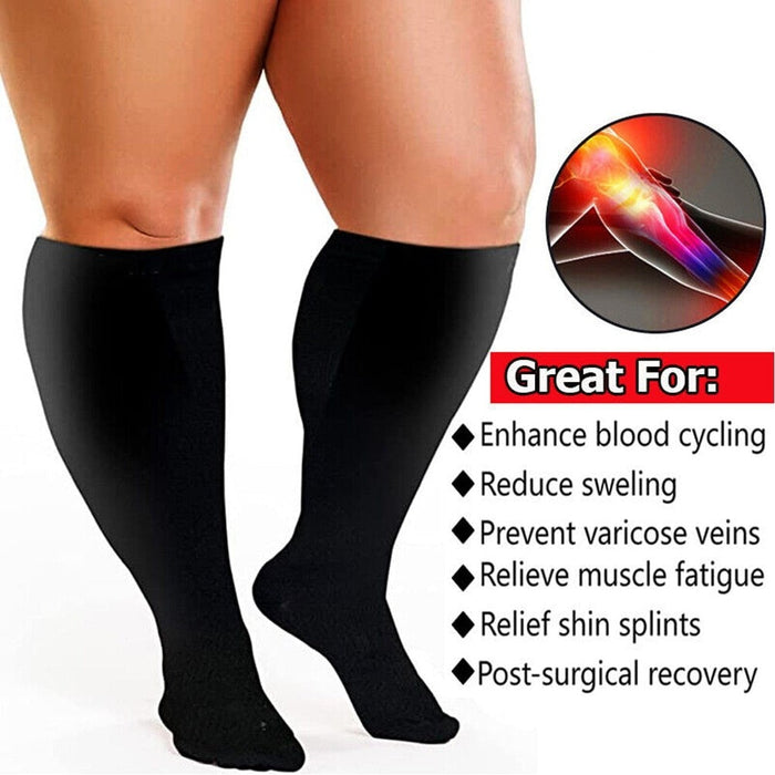 1Pair Calf Compression Knee High Stockings for Men Women Anti Varices Sports Running