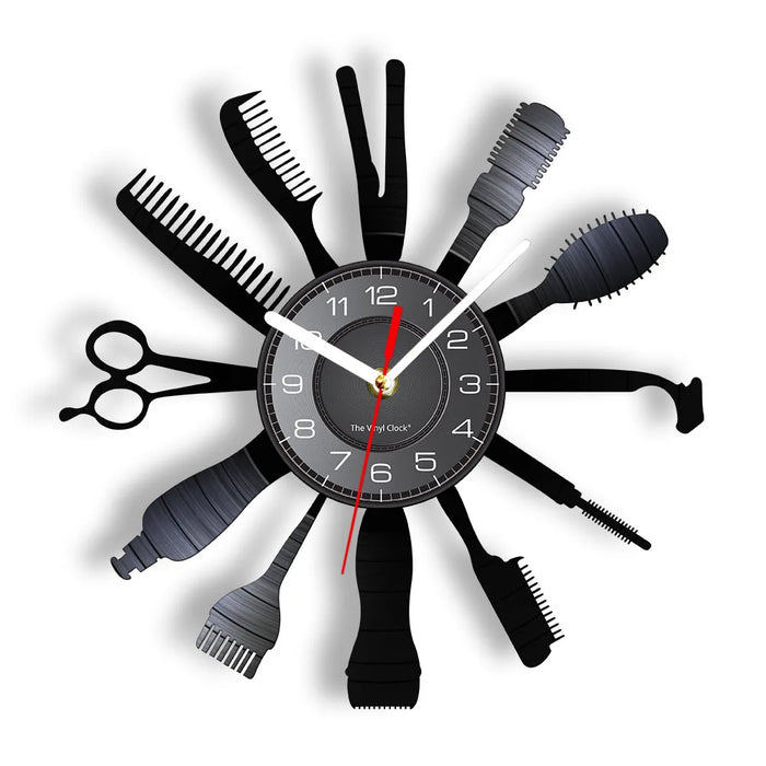 Barber Shop Vinyl Record Clock