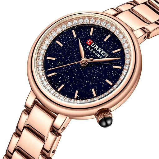 Stainless Steel Women’s Quartz Wristwatch With Starry Sky