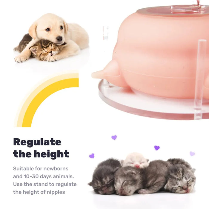 Newborn Pet Milk Feeder 4 Nipples 200ml Capacity