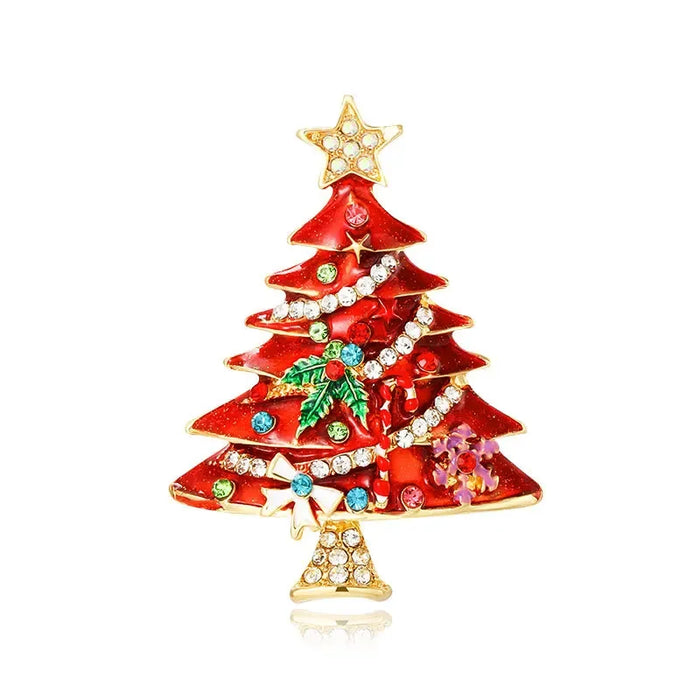 Christmas Tree Brooch With Rhinestone Lamps Luxury Jewelry