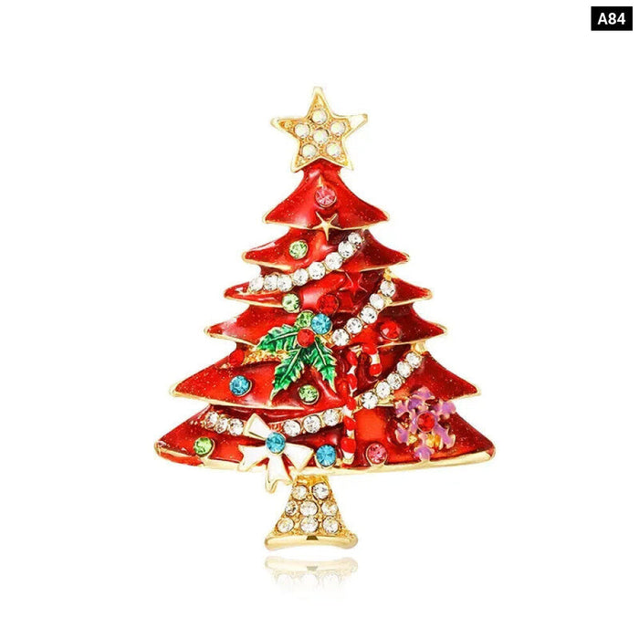 Christmas Tree Brooch With Rhinestone Lamps Luxury Jewelry