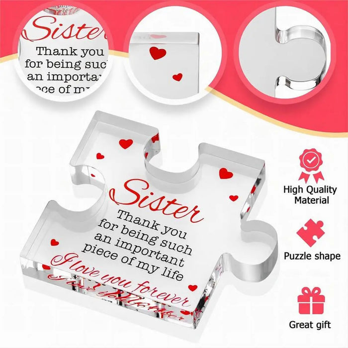 Engraved Acrylic Block Puzzle For Sister Cute Birthday Present