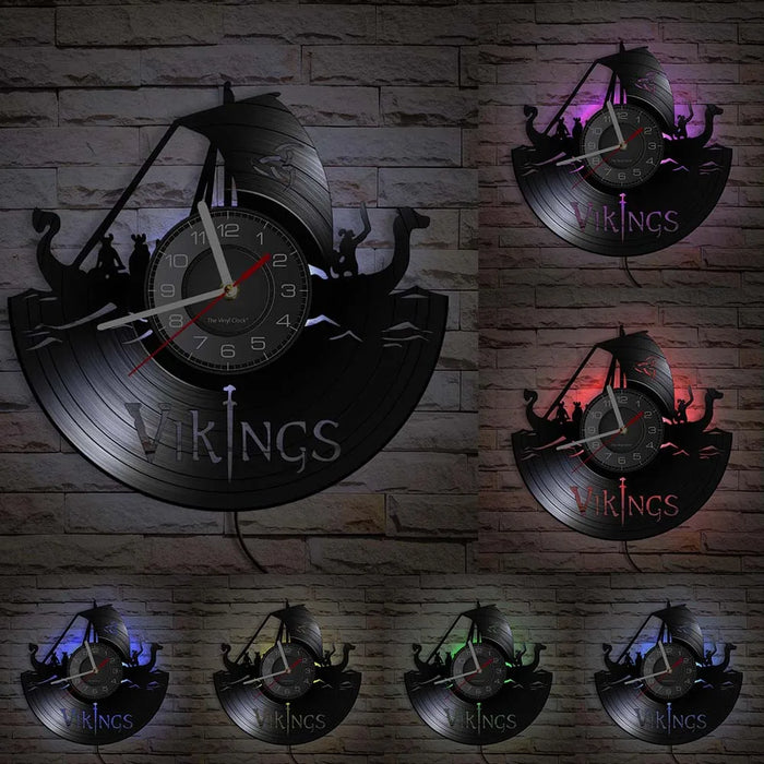 Vikings Vinyl Record Wall Clock