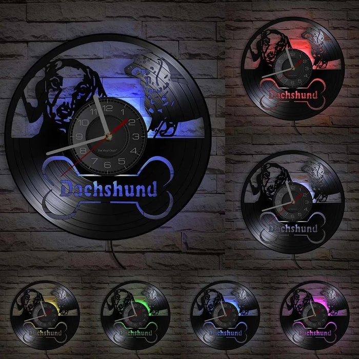 Retro Dachshund Vinyl Record Wall Clock