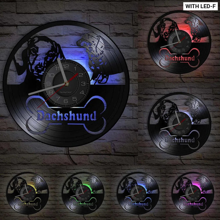 Retro Dachshund Vinyl Record Wall Clock